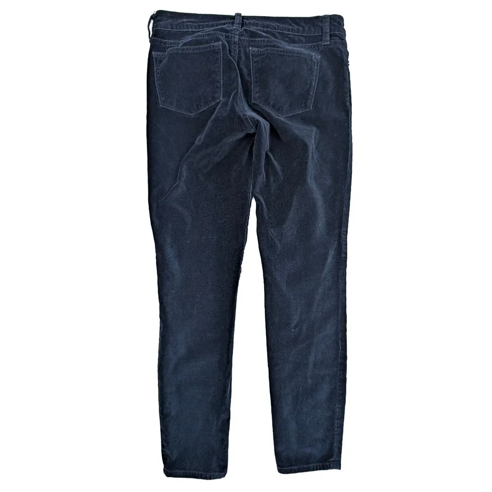 J.‎ Crew Toothpick Mid Rise Blue Velour Ankle Pants Women's Size 25x27